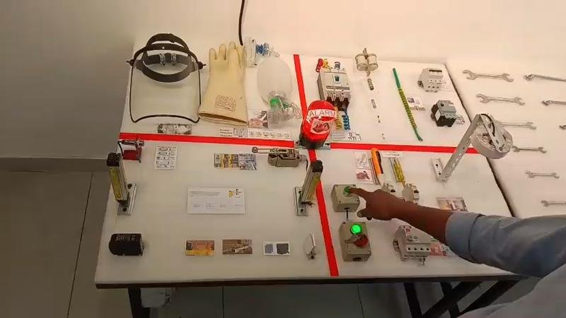Electrical safety equipment, MCBs and switchgear laid out for a site